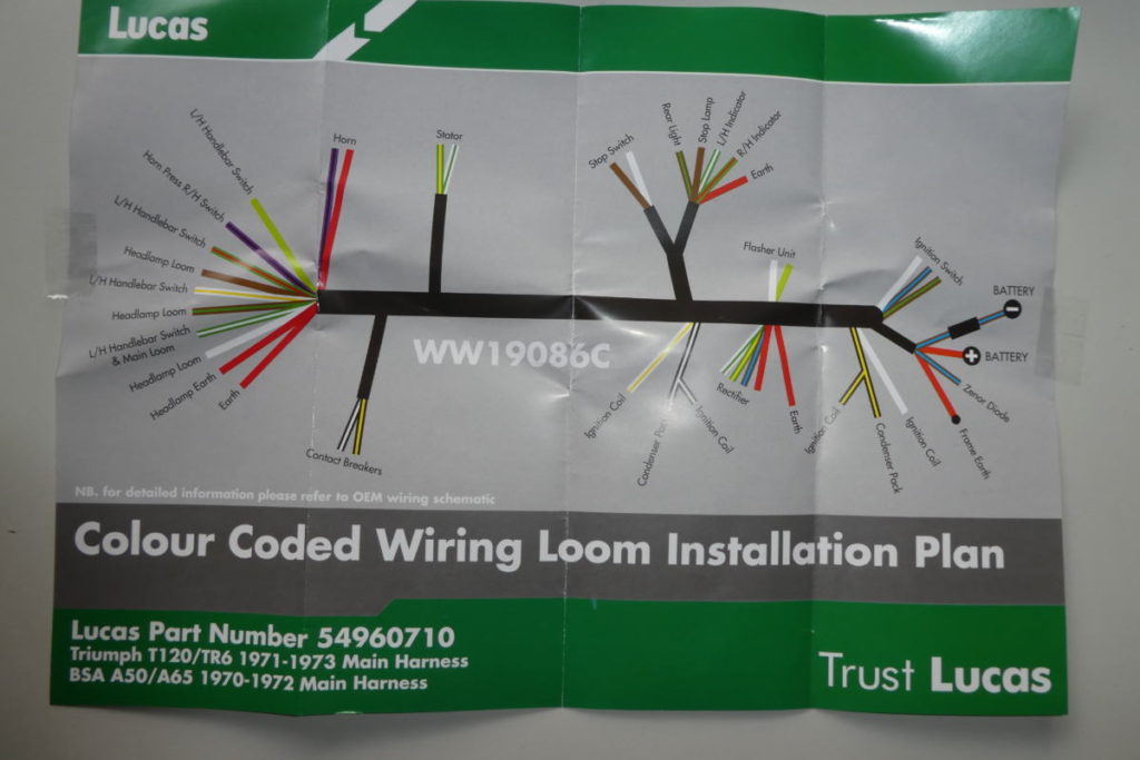 Lucas wiring harness BSA A50/A65 and Triumph TR6/T120 1970-1972 – De